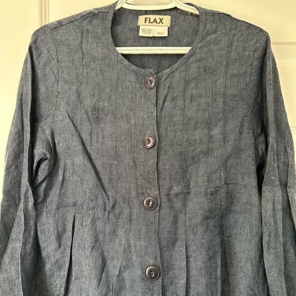 Flax Navy Button-Up Top - Picture 3 of 7
